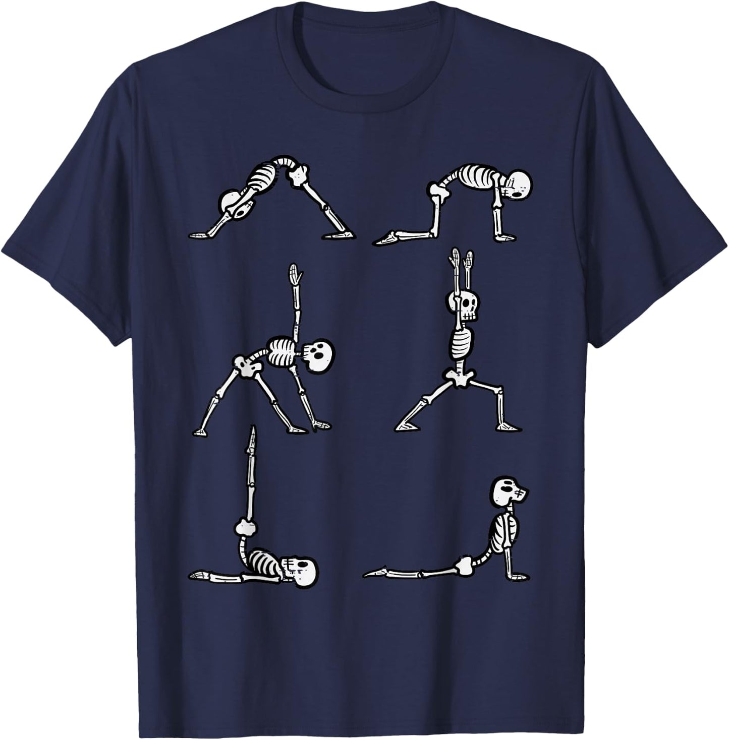 Halloween Yoga Poses Skeleton Asana Yogi Costume Women Men T-Shirt - T-Shirt | Navy