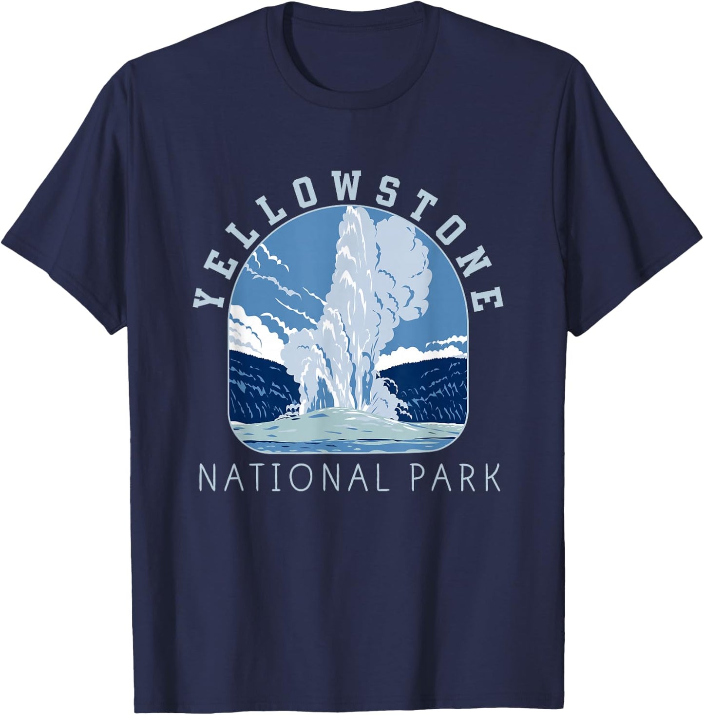 Yellowstone National Park Retro Vintage Old Faithful Gifts T-Shirt - T-Shirt | Navy