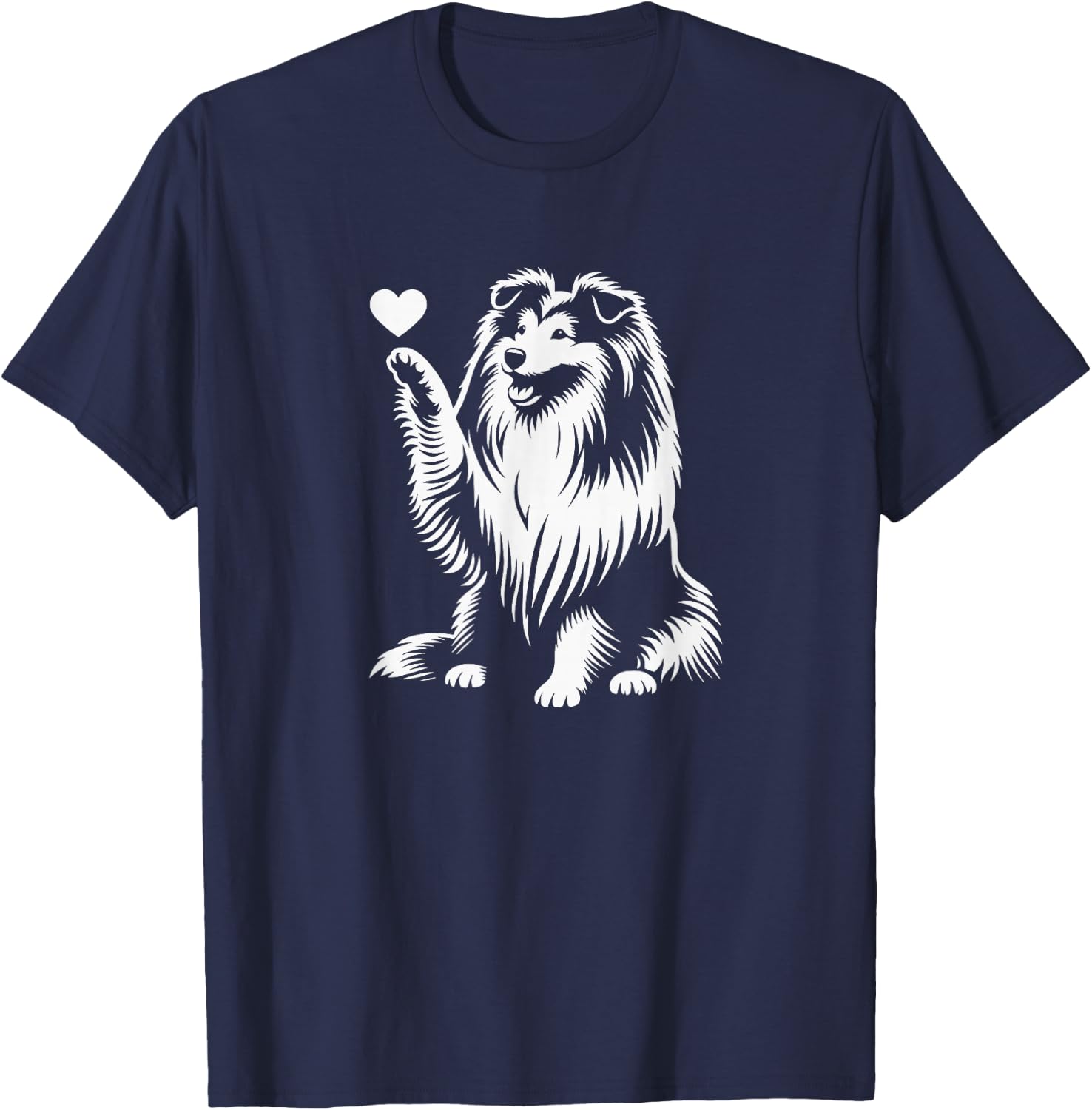 Shetland Sheepdog Sitting Dog Heart Sheltie Graphic Design T-Shirt - T-Shirt | Navy