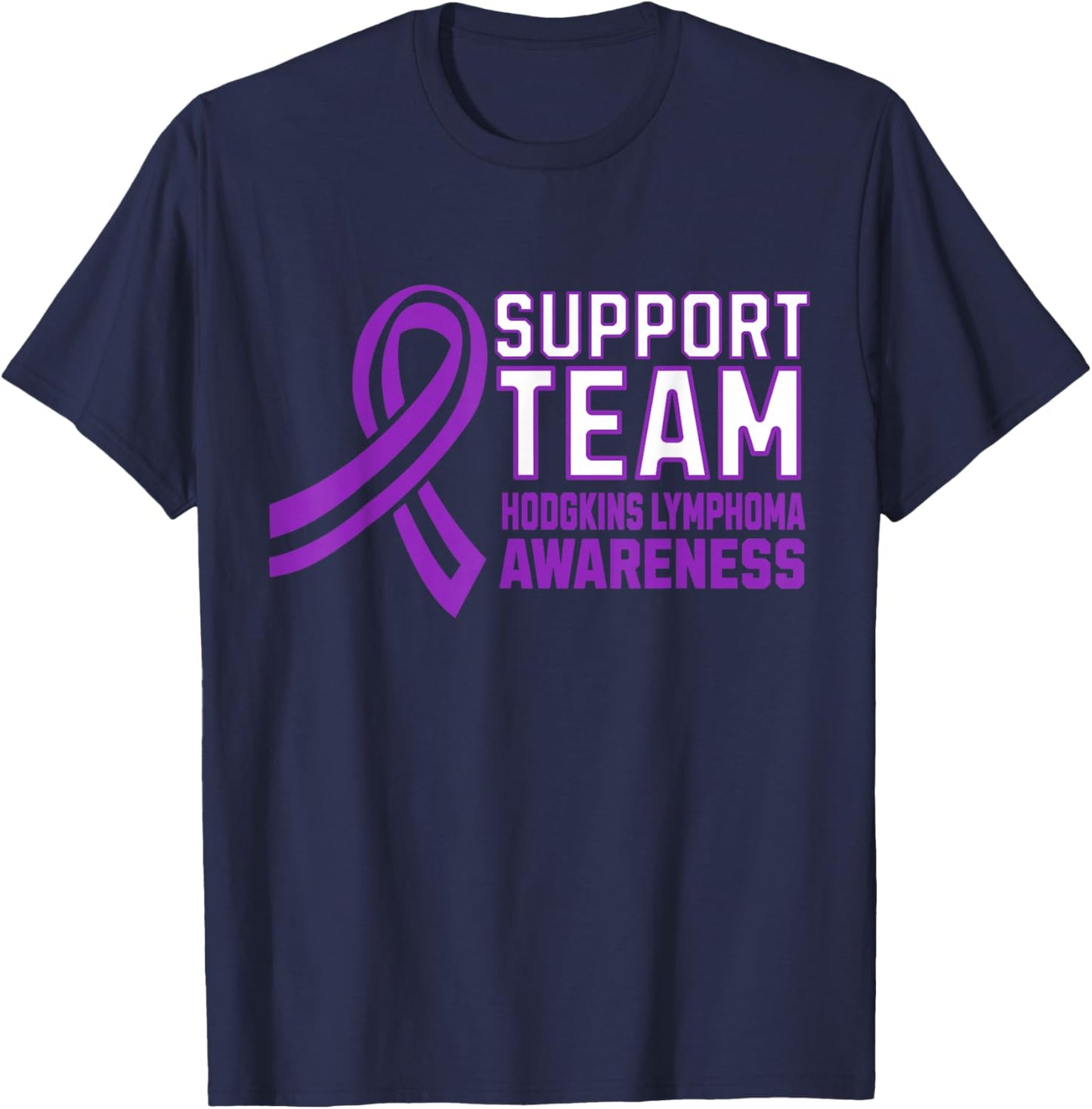 Matching Support Team Hodgkins Lymphoma Awareness Ribbon T-Shirt - T-Shirt | Navy