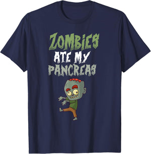 Zombies Ate My Pancreas T1D Type 1 Diabetes Halloween Party T-Shirt - T-Shirt | Navy