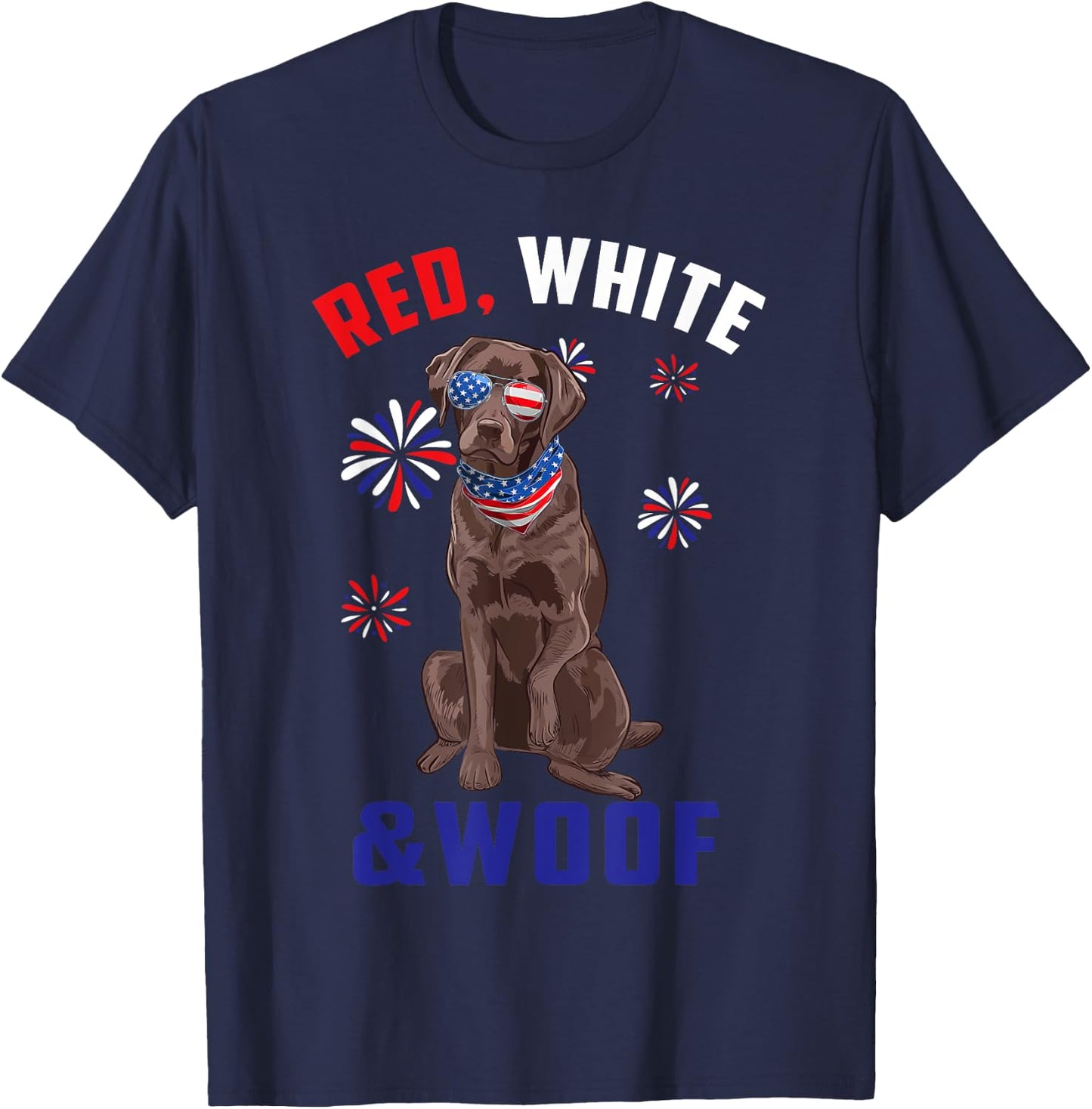 Red White And Woof Chocolate Labrador Dog Lover 4th Of July Men T-Shirt - T-Shirt | Navy