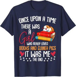There Was A Girl Who Loved Books & Guinea Pigs Funny Quotes T-Shirt - T-Shirt | Navy