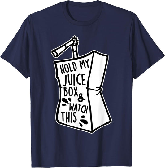 Hold My Juice Box and Watch This Blackwork T-Shirt - T-Shirt | Navy