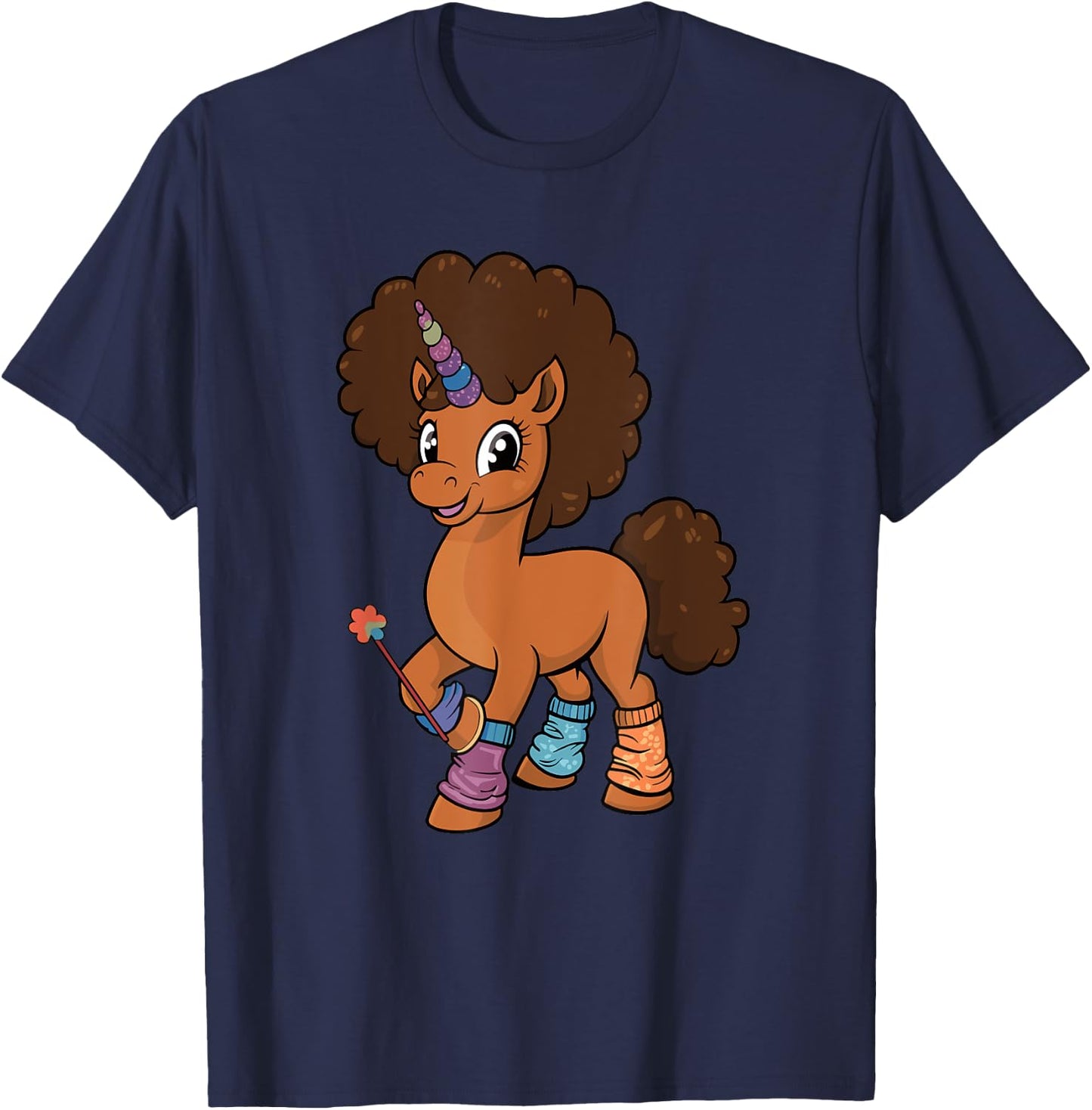 Unicorn With Afro Costume Toddler Girls Melanin African Kids T-Shirt - T-Shirt | Navy