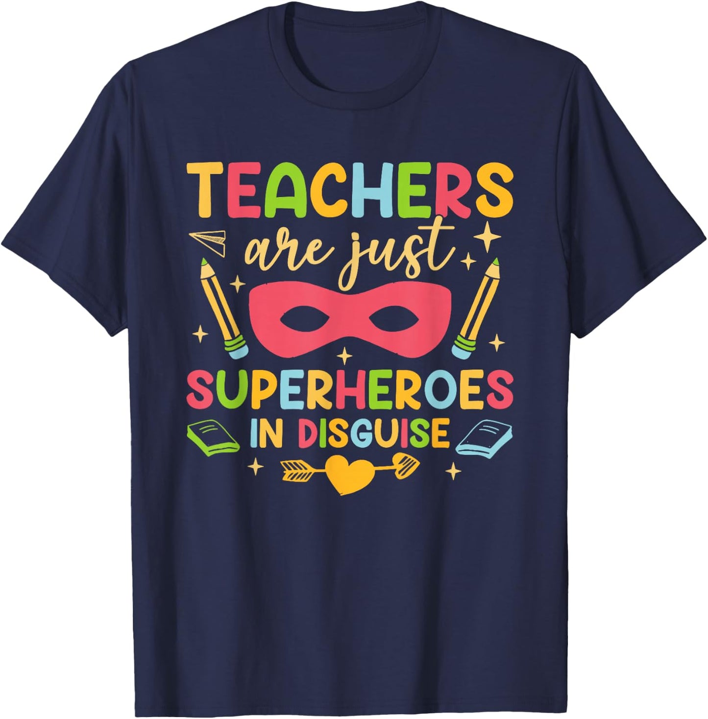 Back To School Teachers Are Superheroes Funny Hand Drawn 2 T-Shirt - T-Shirt | Navy