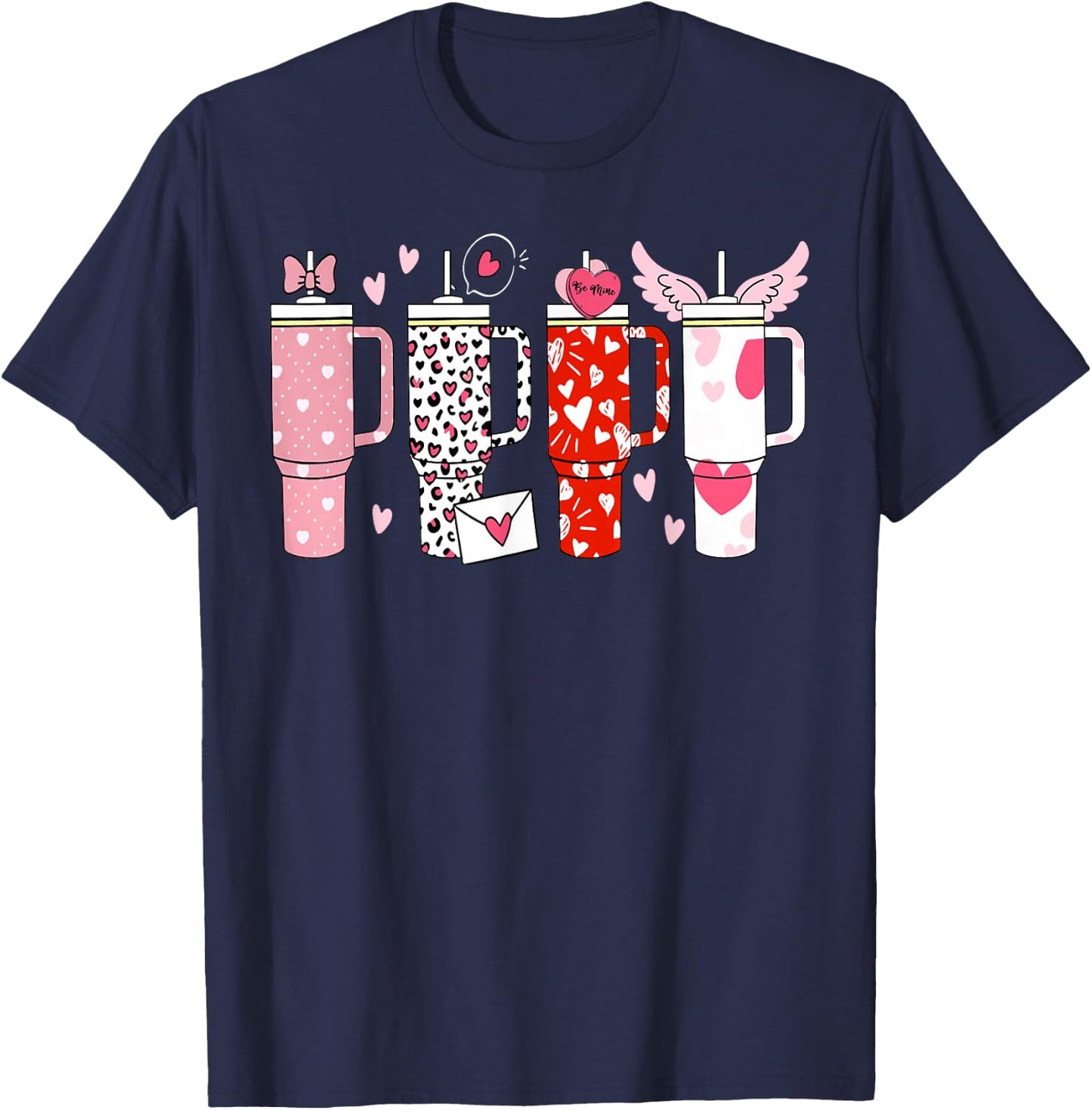 Retro Valentines Candy Heart Tumbler Inspired Girls T-Shirt - T-Shirt | Navy