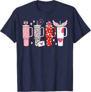Retro Valentines Candy Heart Tumbler Inspired Girls T-Shirt - T-Shirt | Navy