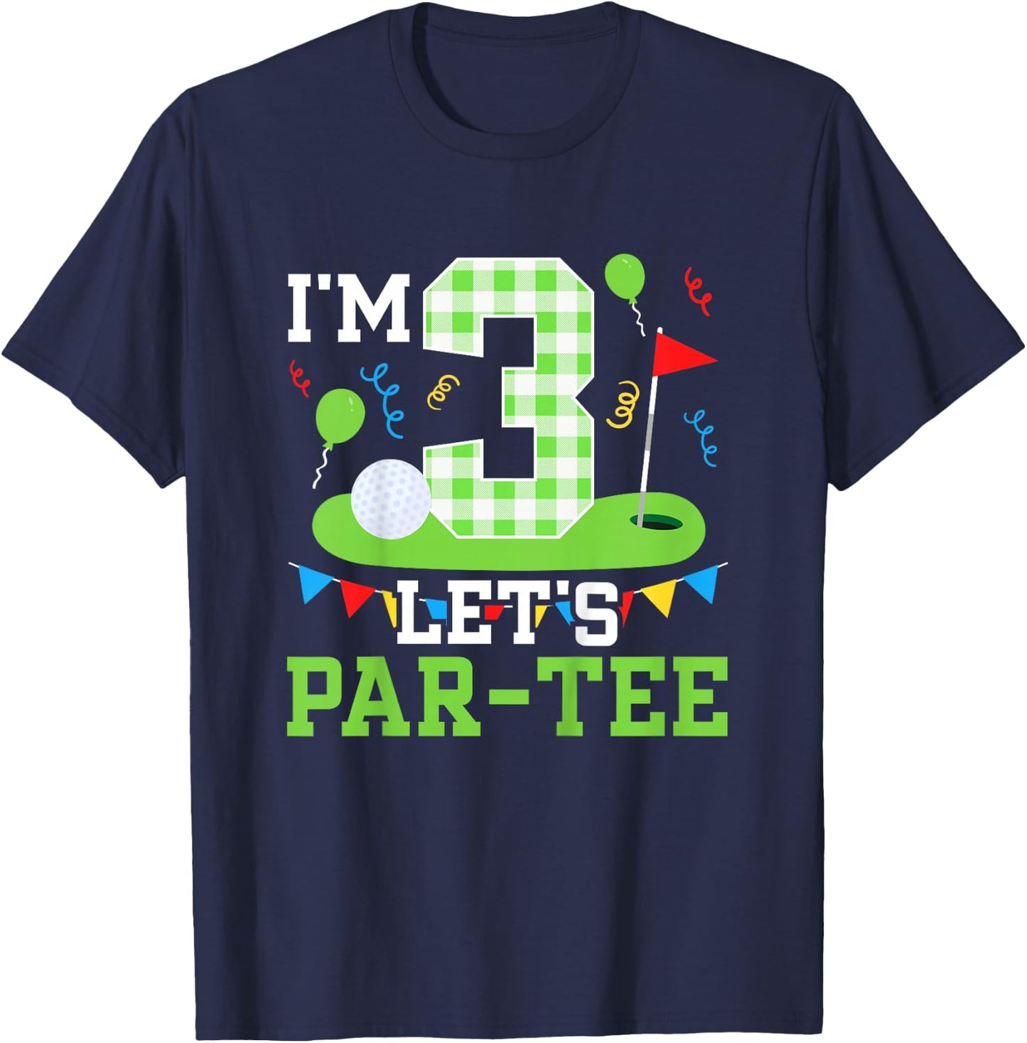 Kids 3rd Birthday Party Golf Boy Three Year Old Golfer T-Shirt - T-Shirt | Navy
