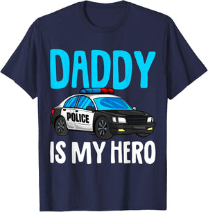 Daddy is my Hero Police Toddler Police Officer Cop Boys Kids T-Shirt - T-Shirt | Navy