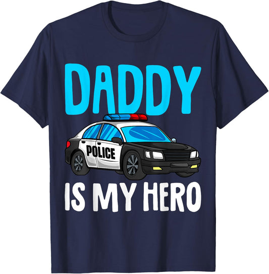Daddy is my Hero Police Toddler Police Officer Cop Boys Kids T-Shirt - T-Shirt | Navy
