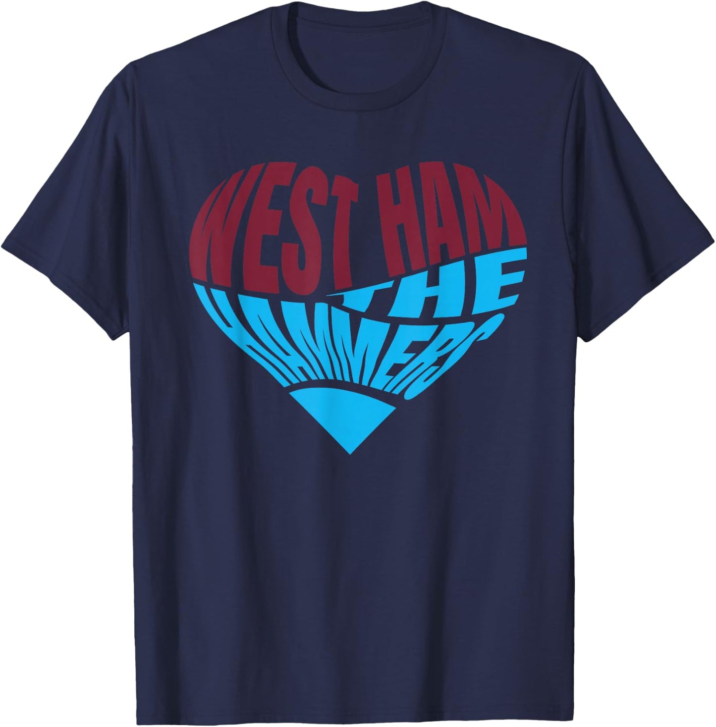 The Hammers Heart - West Ham Fan Typography Design T-Shirt - T-Shirt | Navy