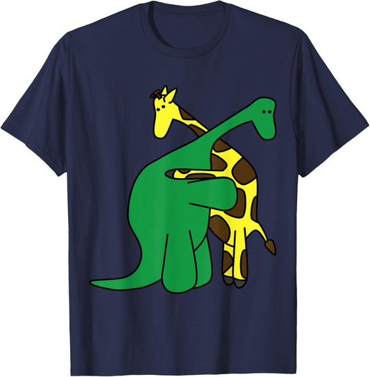 Funny Good Boys Dinosaur Hugging a Giraffe Movie Fan Gift T-Shirt - T-Shirt | Navy