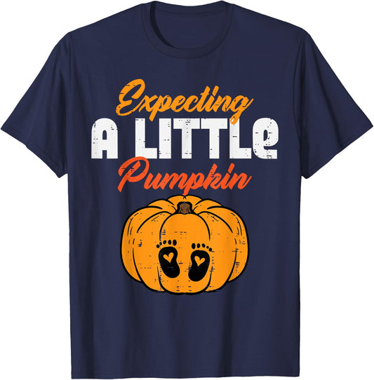 Halloween Expecting Little Pumpkin Pregnancy Announce Women T-Shirt - T-Shirt | Navy