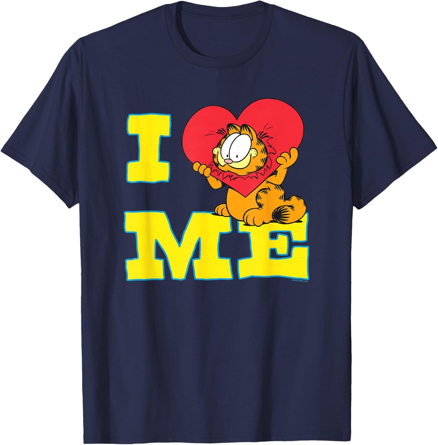 Garfield I Heart Me Funny Block Letters Love Cat Cartoon T-Shirt - T-Shirt | Navy