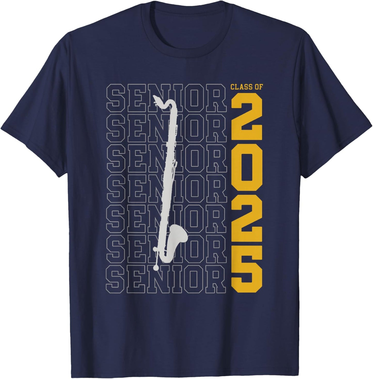 Class of 2025 Senior Bass Clarinet for Bass Clarinetist T-Shirt - T-Shirt | Navy