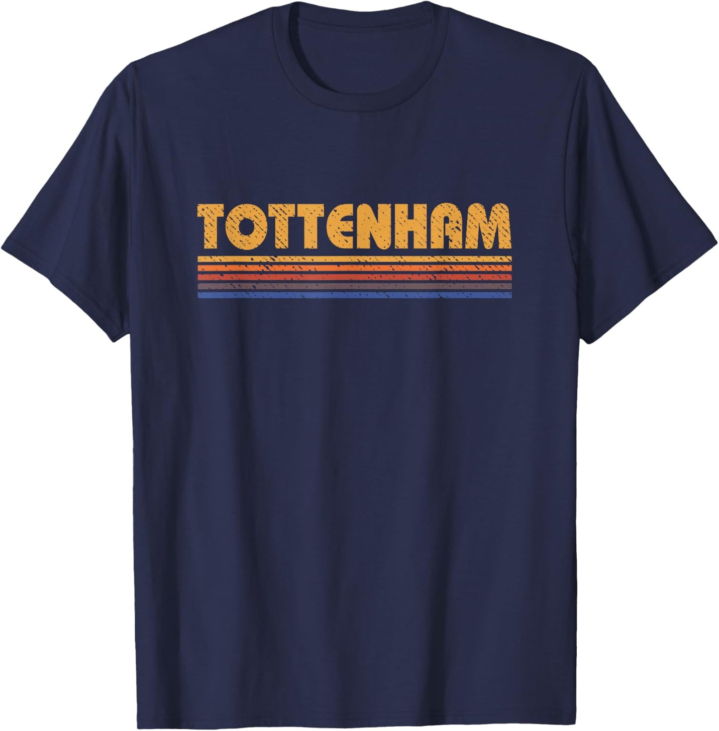 Visit the Tottenham London Store Tottenham London Retro Vintage Black Adults Small Classic Fit Short Sleeve T-Shirt - T-Shirt | Navy
