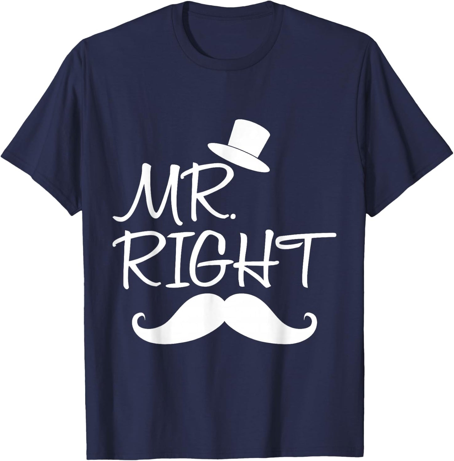 Mr. Right Mrs. Always Right Matching Couples Outfits T-Shirt - T-Shirt | Navy