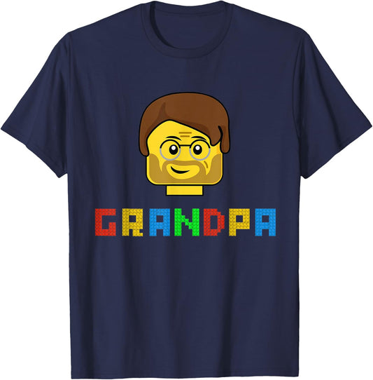 Unique Family Grandpa Master Builder Building Bricks Blocks T-Shirt - T-Shirt | Navy