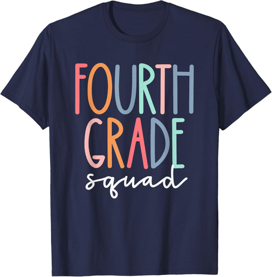 Fourth Grade Squad 4th Teacher Crew Back to School Team T-Shirt - T-Shirt | Navy