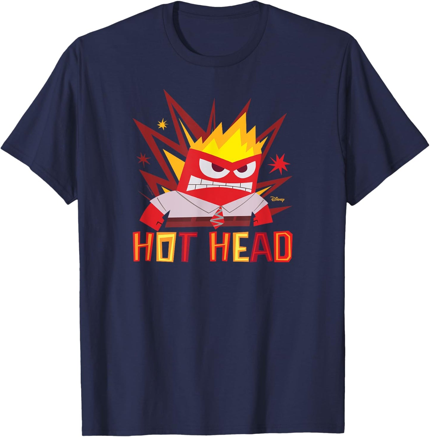 Inside Out 2 - Anger Hot Head Emotion Character T-Shirt - T-Shirt | Navy