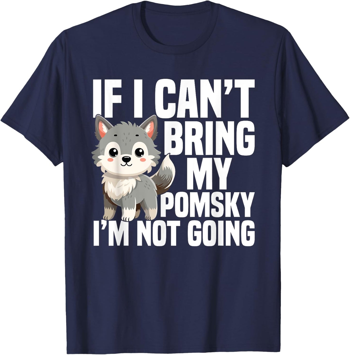 Pomsky Stuffed Animal Dog Plush Harness for Pomsky Women T-Shirt - T-Shirt | Navy