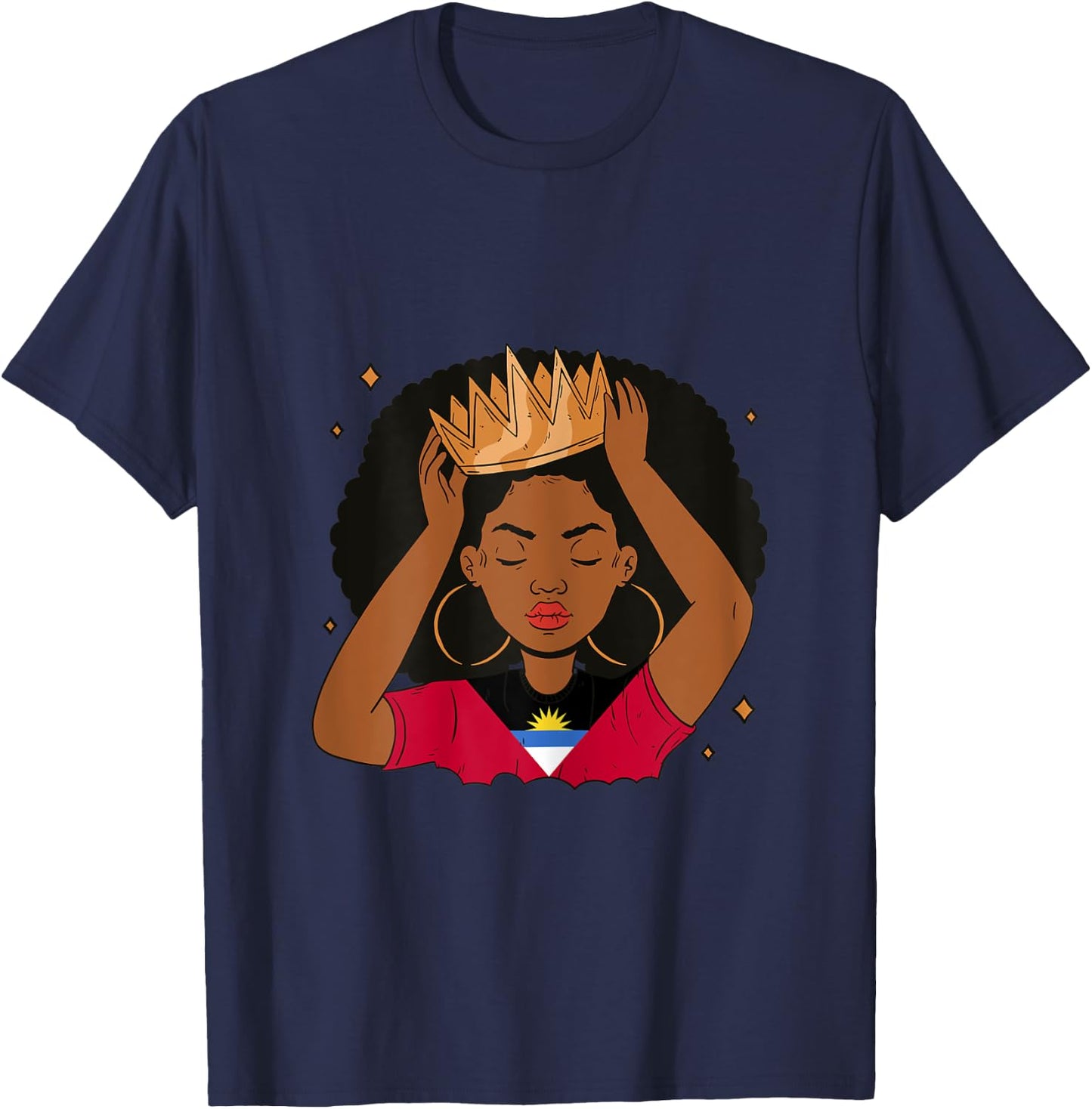 Antiguan Afro Hair Women Antigua Girl Antiguan Heritage T-Shirt - T-Shirt | Navy