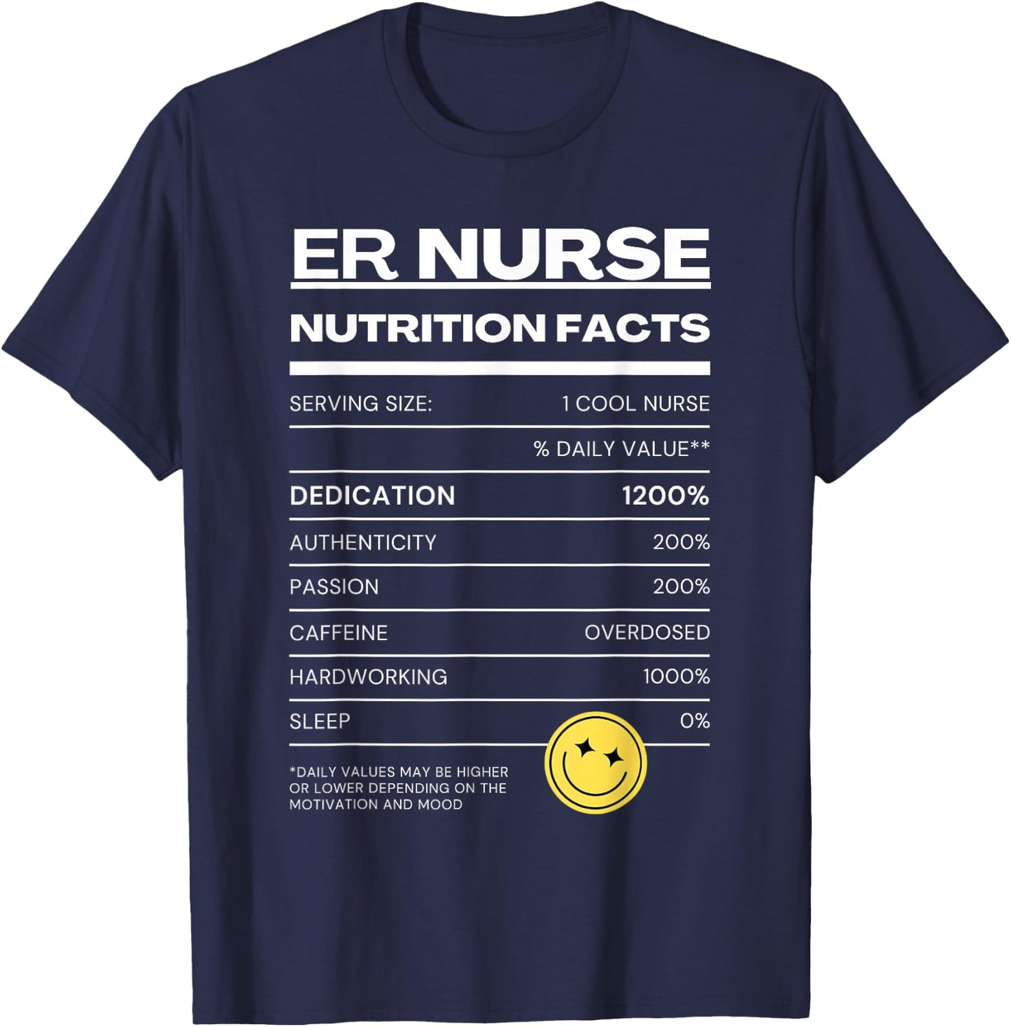 ER Nurse Nutrition Facts ER Nurse T-Shirt - T-Shirt | Navy