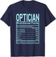 Funny Nutrition Facts Optician T-Shirt - T-Shirt | Navy
