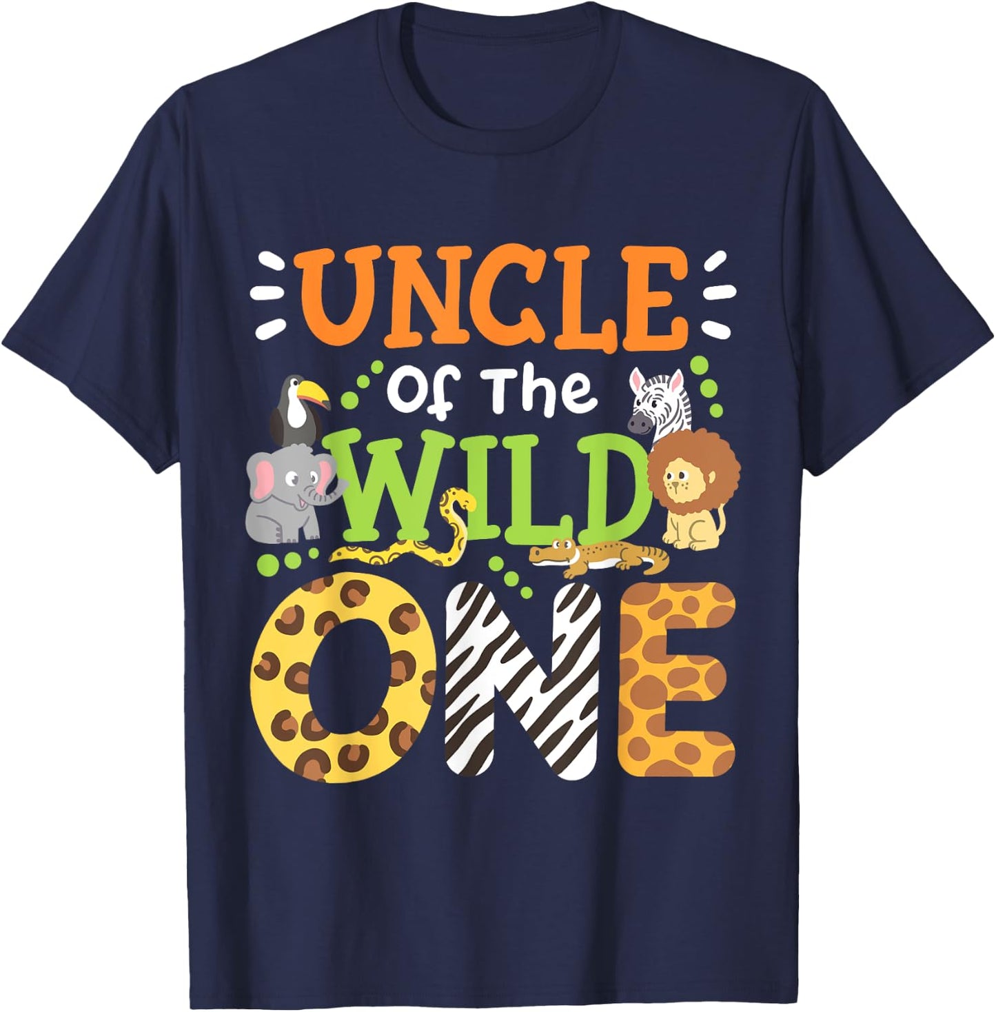 Uncle Of The Wild One Kids Boys Safari Zoo Birthday Family T-Shirt - T-Shirt | Navy