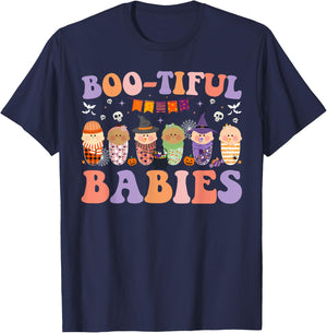 Bootiful Babies Nicu L&D Peds Mother Baby Nurse Halloween T-Shirt - T-Shirt | Navy