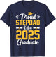 Proud Step Dad Of A Class Of 2025 Graduate Senior Graduation T-Shirt - T-Shirt | Navy