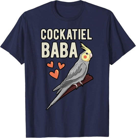 Cockatiel Baba Parrot Owner Grandfather Cockatoo Pet Bird T-Shirt - T-Shirt | Navy