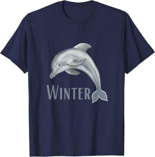 Winter The Dolphin , Dolphin Lover T-Shirt - T-Shirt | Navy