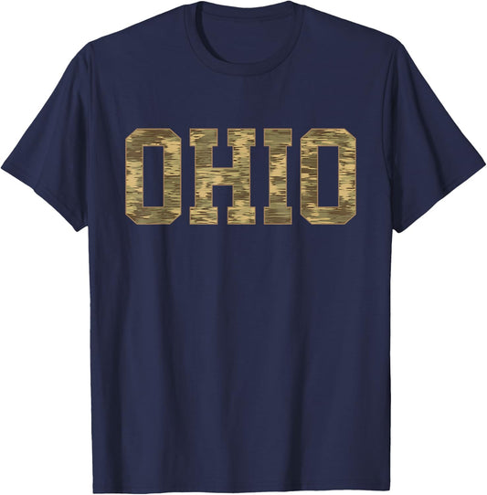 State of Ohio Ohioan Trendy Distressed Camo Graphic Designs T-Shirt - T-Shirt | Navy