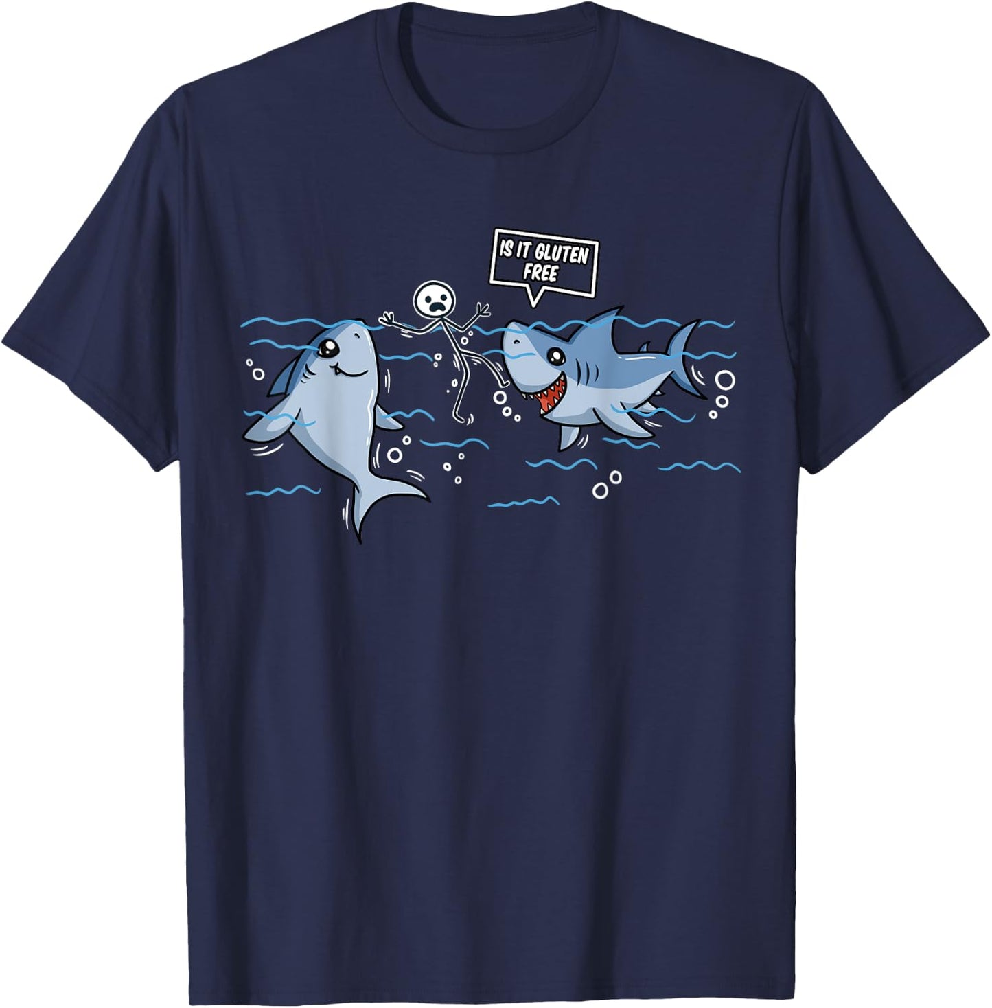 Gluten Free Shark Gift Celiac Disease T-Shirt - T-Shirt | Navy