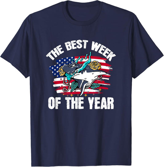 Vintage USA It's The Best Week Of The Year Shark T-Shirt - T-Shirt | Navy