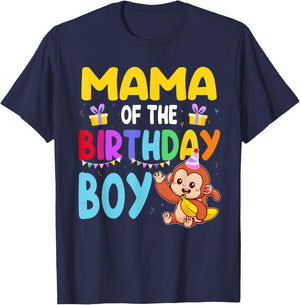 Mama Of The Birthday Boy Monkey Family Matching T-Shirt - T-Shirt | Navy
