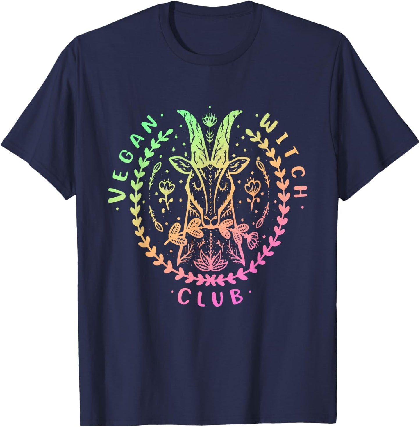 Vegan Witch Club Goat Design T-Shirt - T-Shirt | Navy