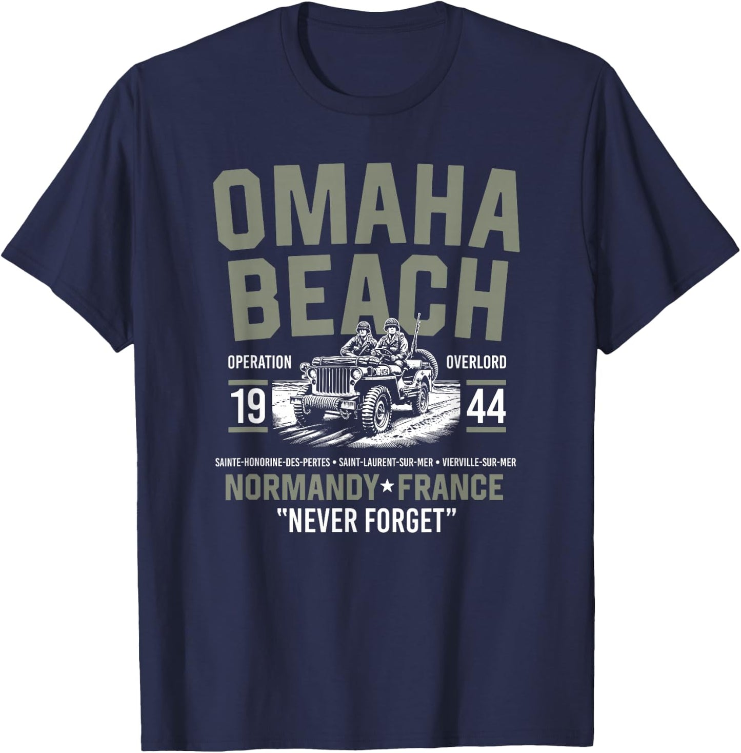Omaha Beach 1944 Normandy France Never Forget T-Shirt - T-Shirt | Navy