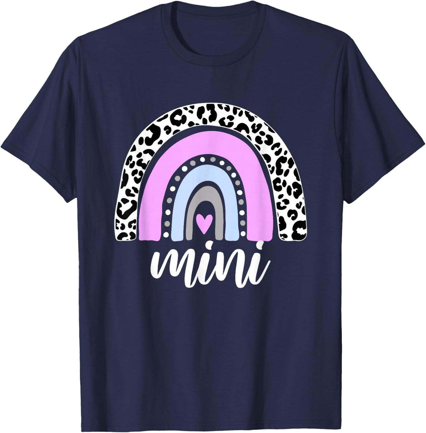 Mini Rainbow Leopard Mum Blessed Mum & Mini Matching T-Shirt - T-Shirt | Navy