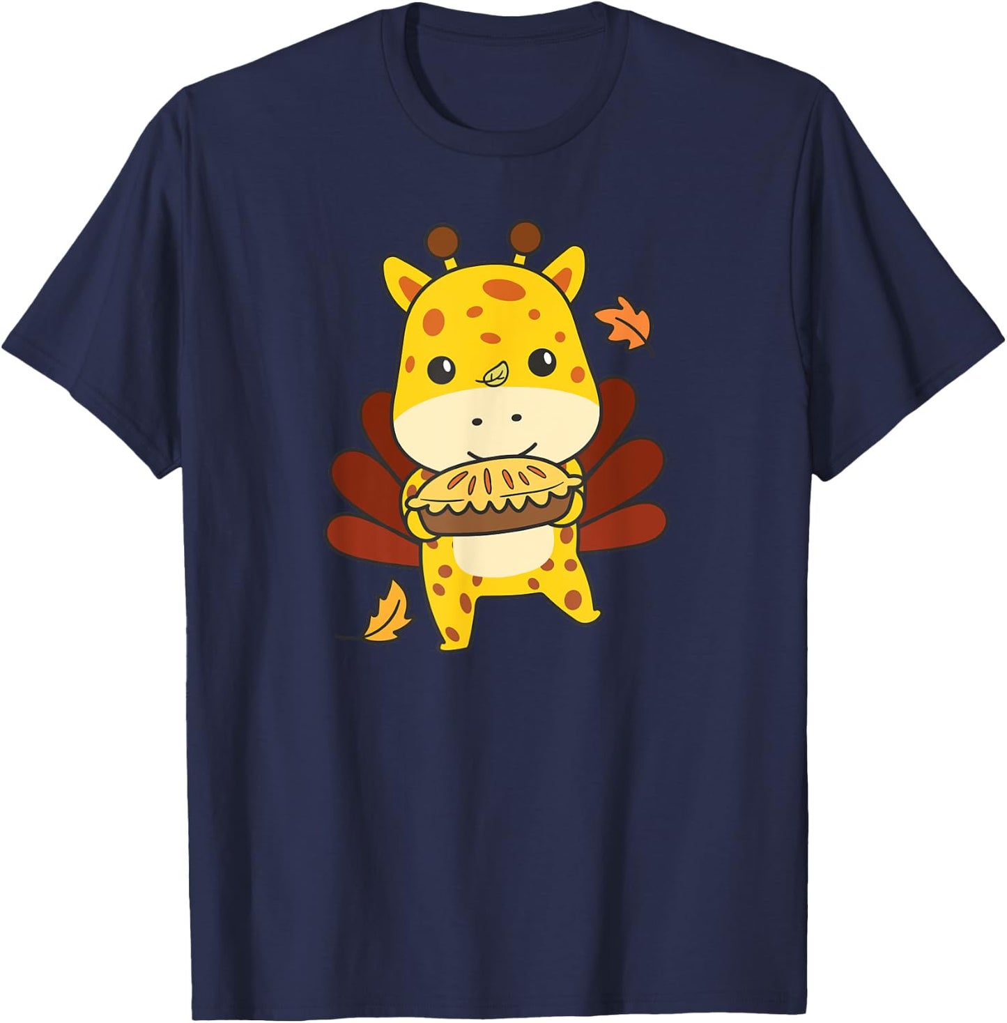 Thanksgiving Day Outfits Turkey Giraffe With Applepie T-Shirt - T-Shirt | Navy