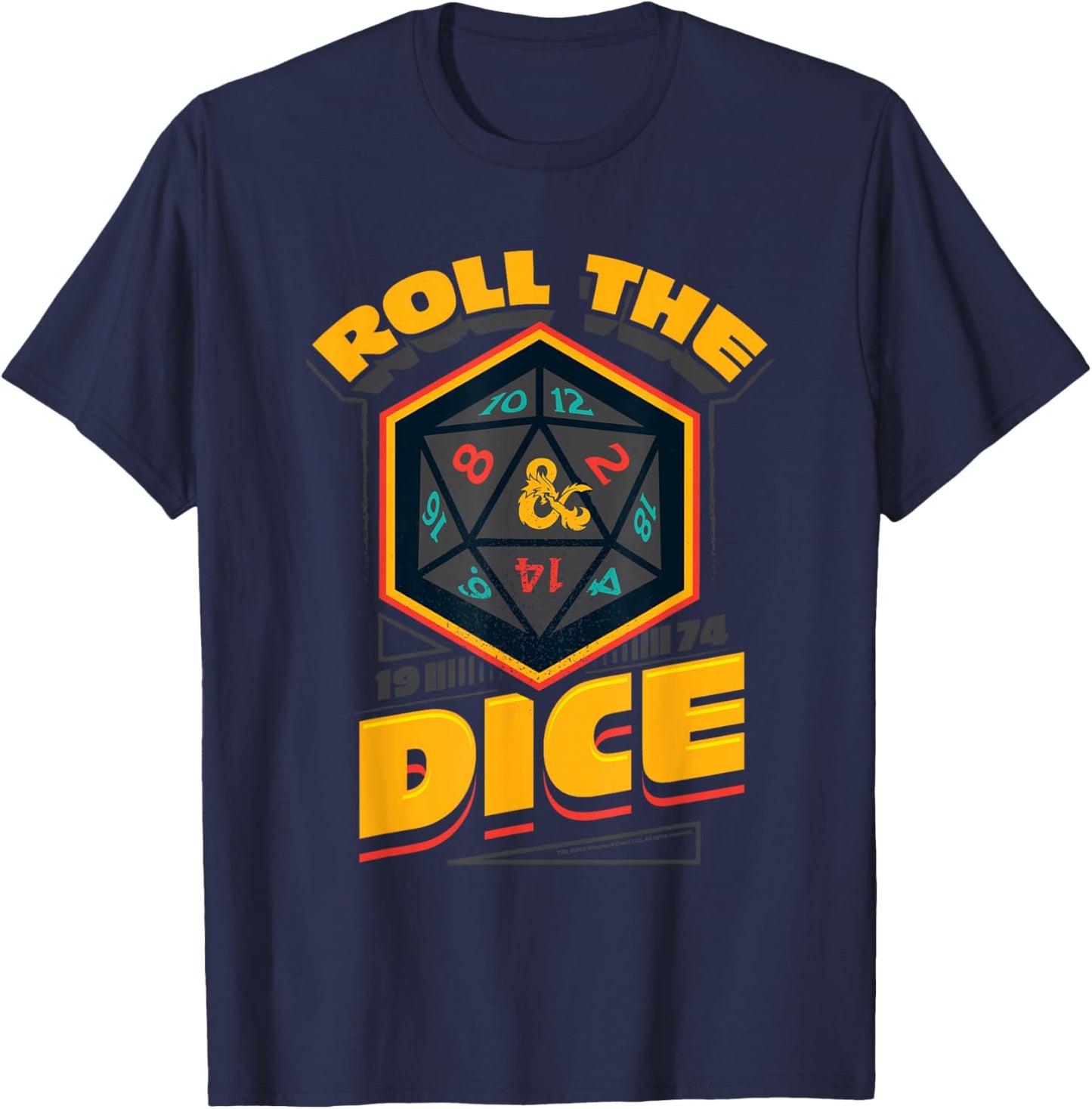 Dungeons & Dragons 1974 Roll The Dice T-Shirt - T-Shirt | Navy