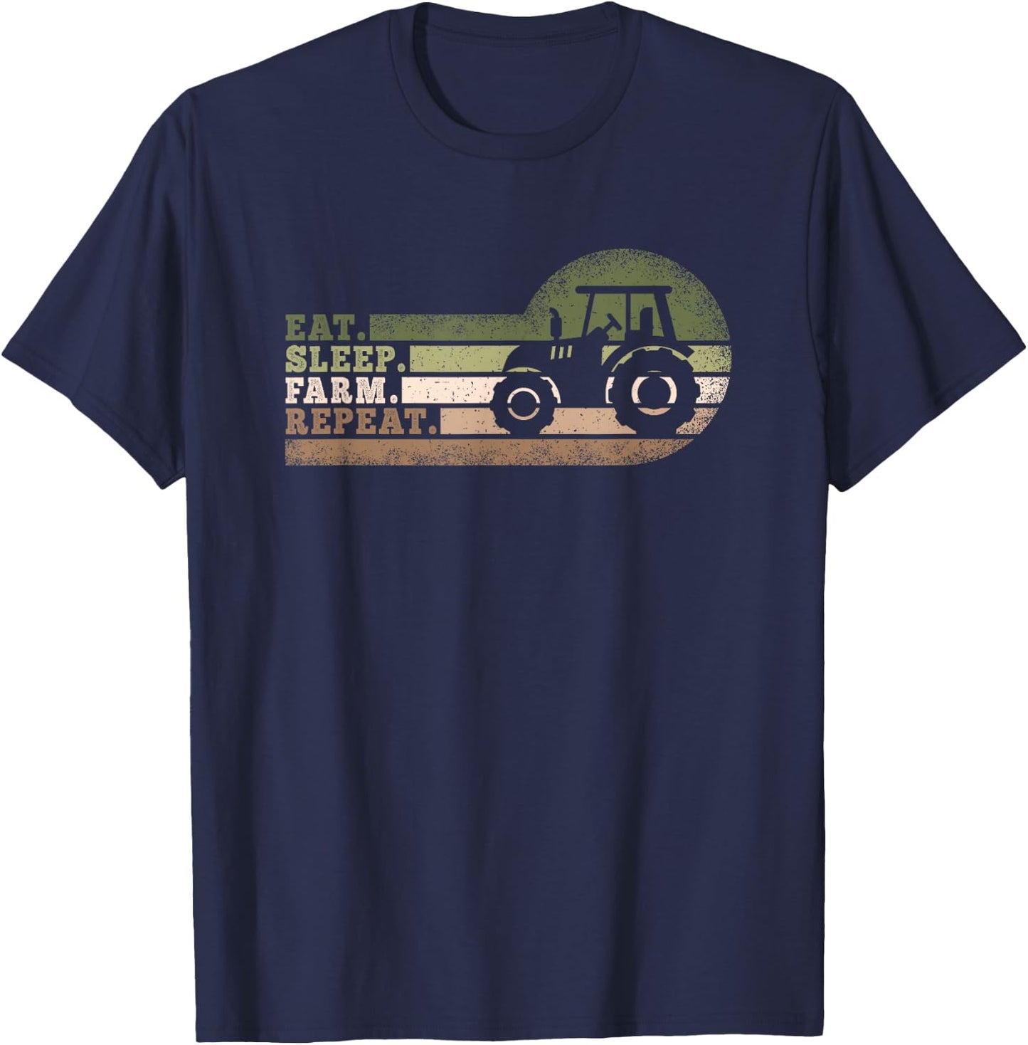 Eat Sleep Farm Repeat Tractor Funny Farming Men Women Kids T-Shirt - T-Shirt | Navy