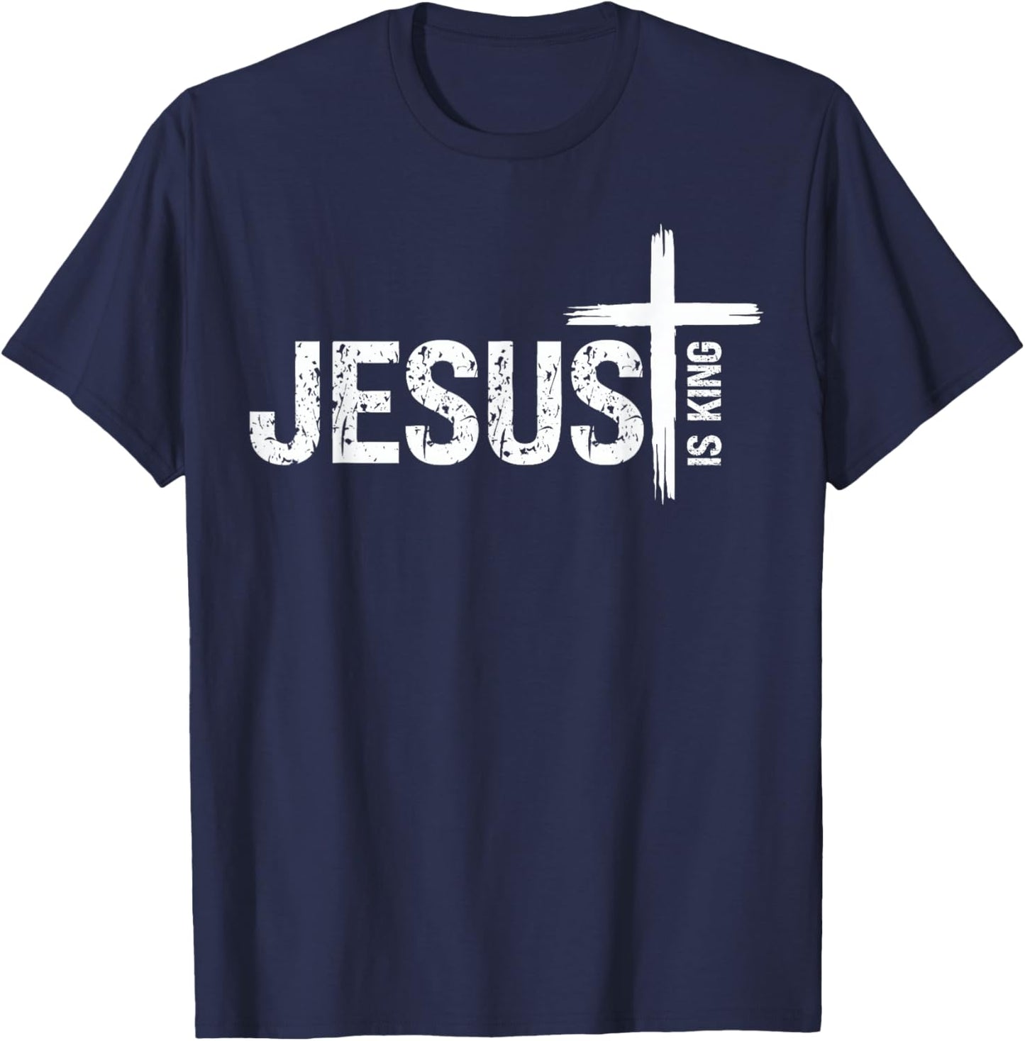 Christian Cross God Loves You Religious Jesus is King T-Shirt - T-Shirt | Navy