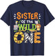 Sister Of The Wild One Kids Boys Safari Zoo Birthday Family T-Shirt - T-Shirt | Navy