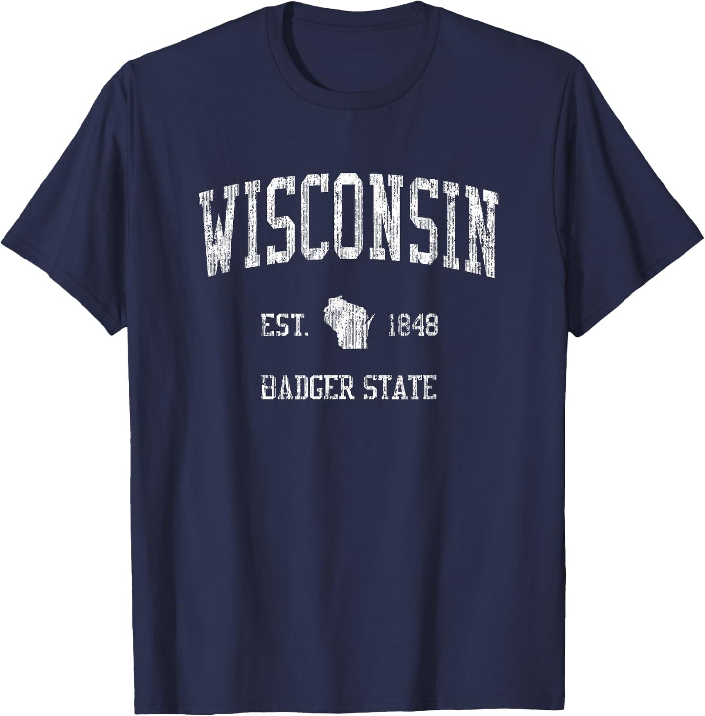 Wisconsin Vintage Sports Design Wisconsinan WI T-Shirt - T-Shirt | Navy