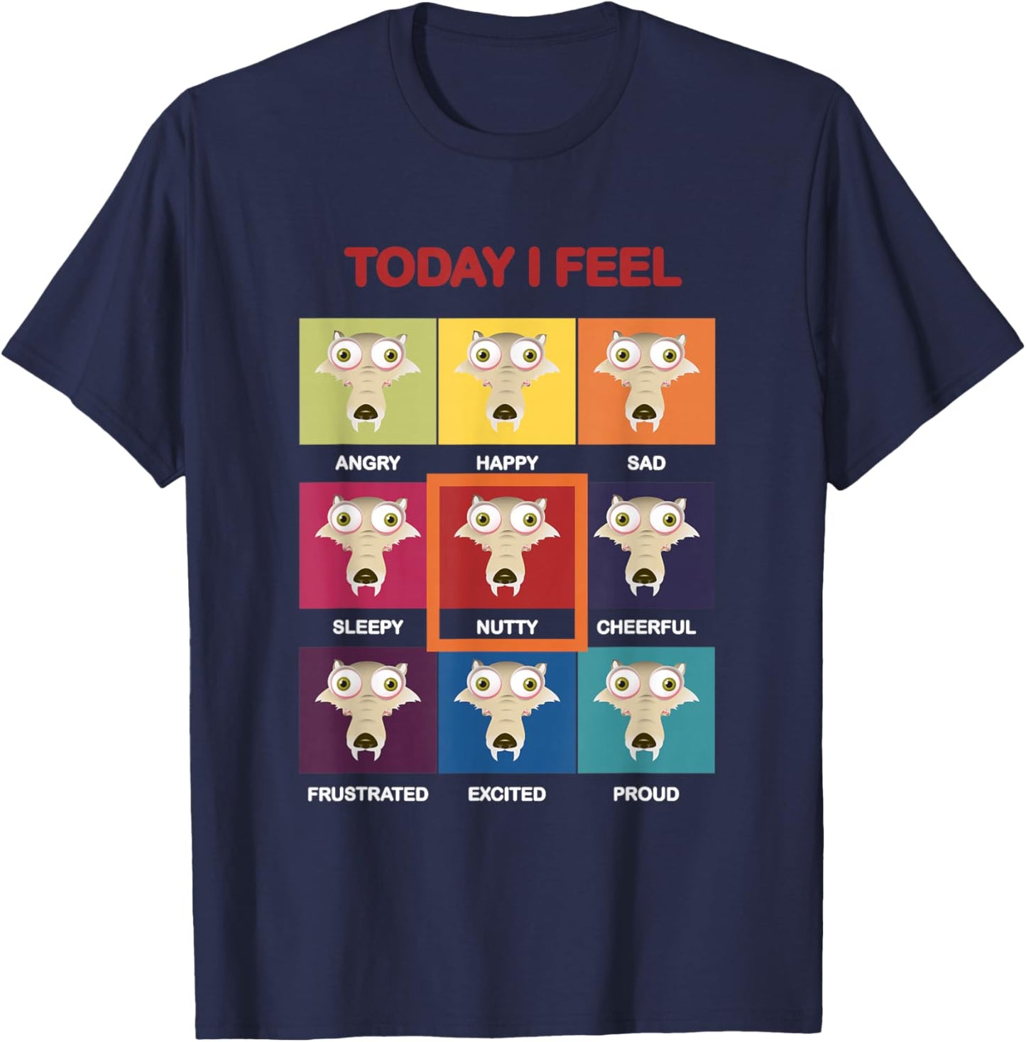 Ice Age Scrat Today I Feel Nutty Mood Chart T-Shirt - T-Shirt | Navy