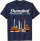 Shanghai city skyline with the Pearl Tower, Shanghai Tower T-Shirt - T-Shirt | Navy