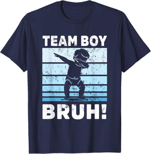 family Team Boy Bruh gender reveal Party Announcement T-Shirt - T-Shirt | Navy
